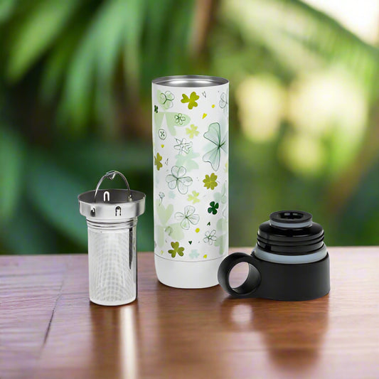 Four-leaf clover thermos flask with stainless steel strainer 0.45 l
