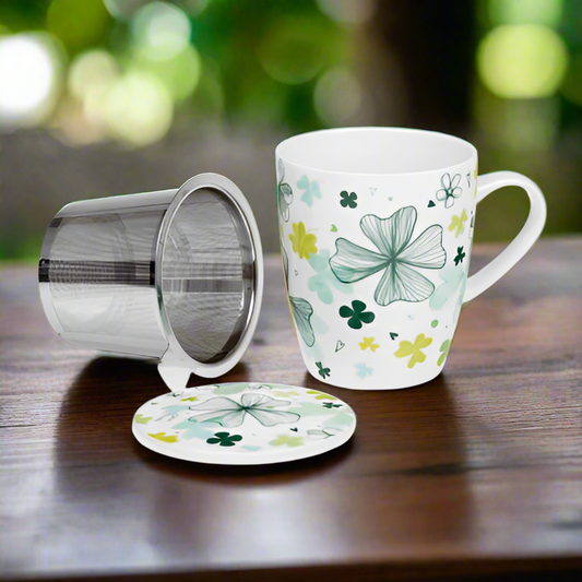Four-leaf clover - infuser mug 0.35 l with stainless steel strainer and lid
